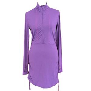 BLOQ UV Women's Relaxed Cover Up Dress Size M, zip front, purple